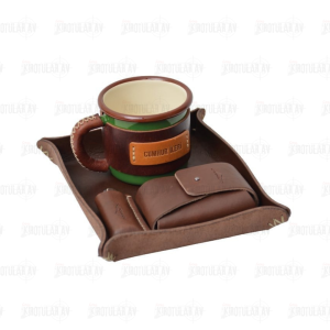 Nurgaz Campout Deri Tepsi + Deri Kupa Set